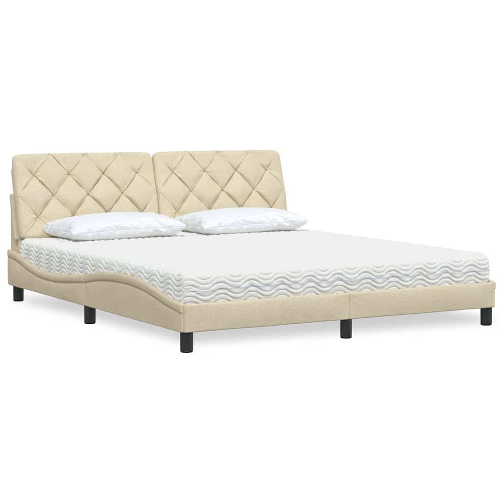 Lit avec matelas crème 180x200 cm tissu - XIOS