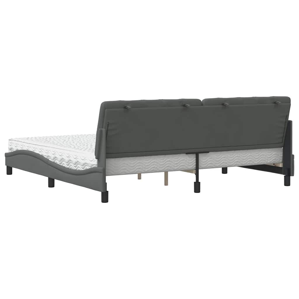 Lit avec matelas gris foncé 200x200 cm tissu - XIOS