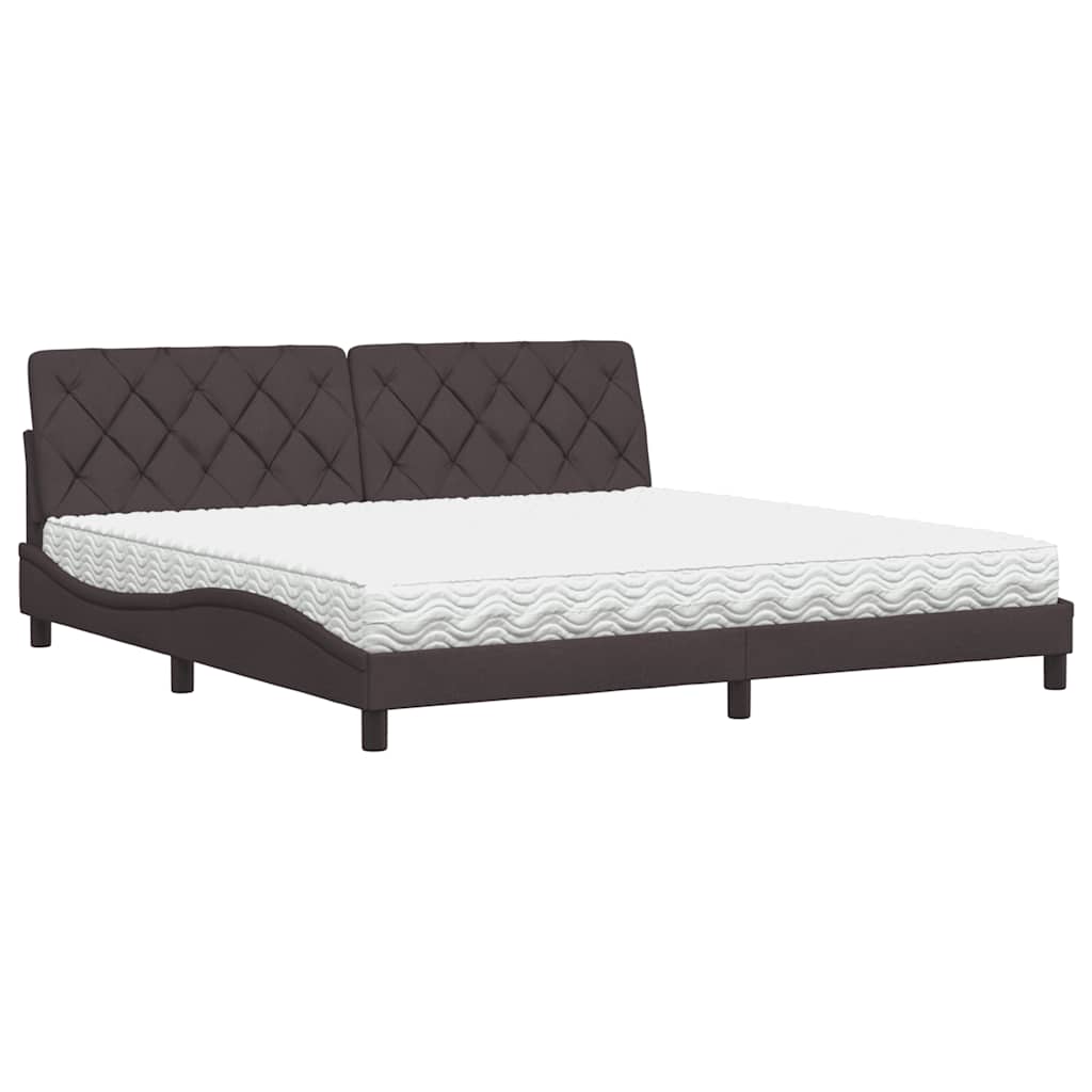 Lit avec matelas marron foncé 200x200 cm tissu