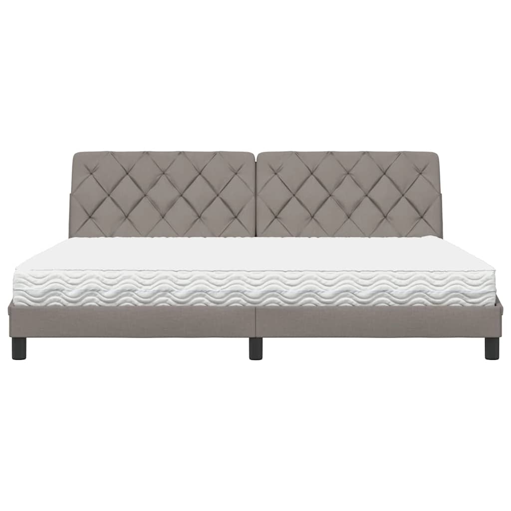 Lit avec matelas taupe 200x200 cm tissu