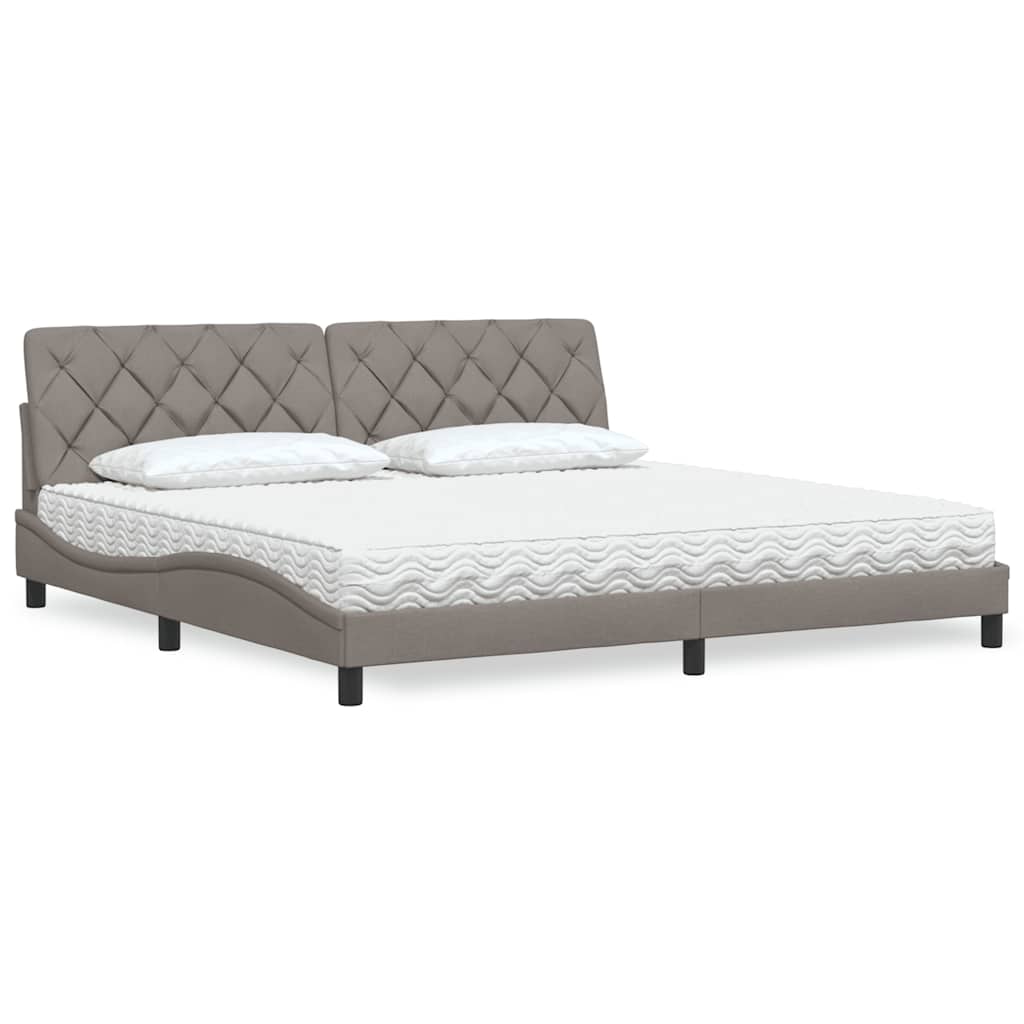 Lit avec matelas taupe 200x200 cm tissu
