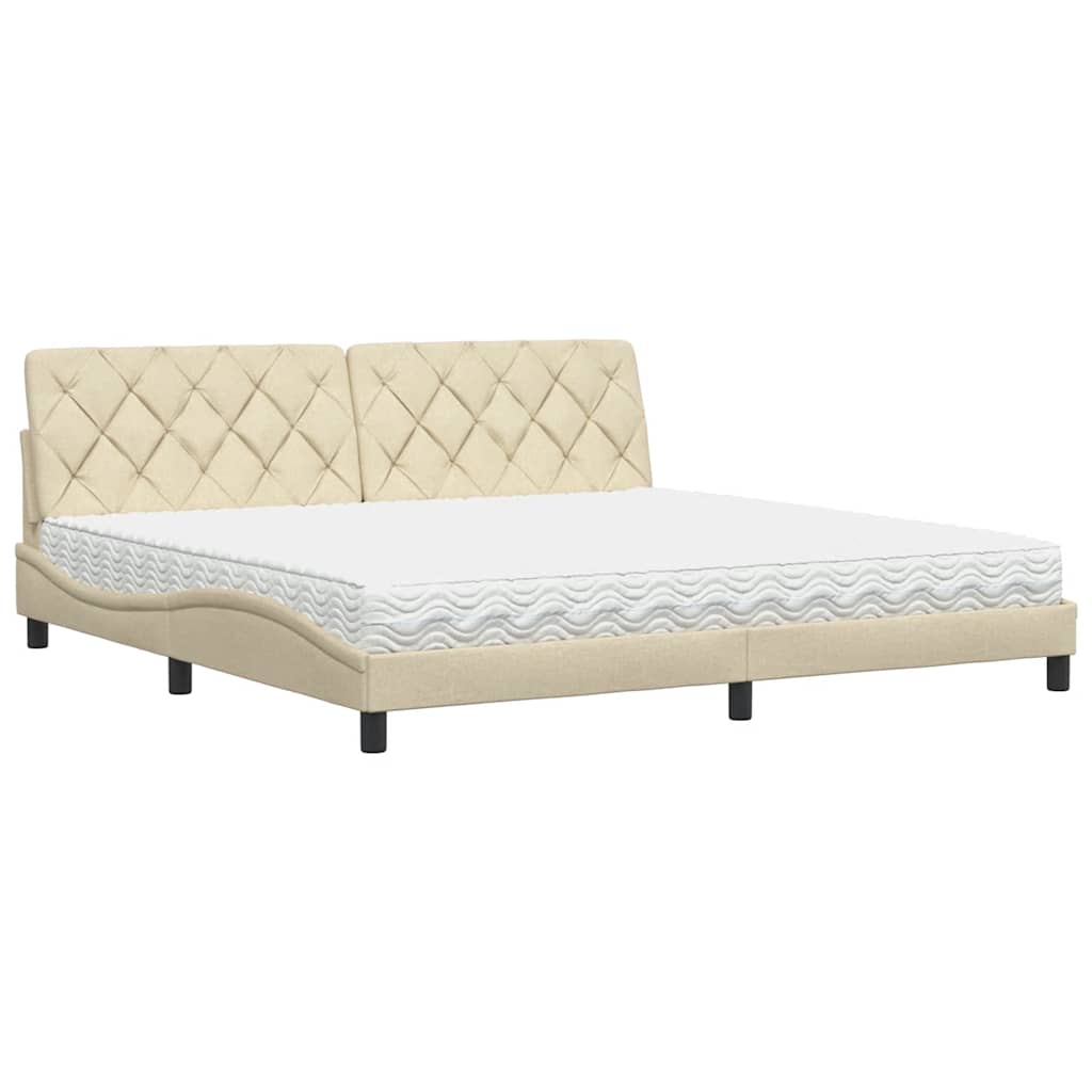 Lit avec matelas crème 200x200 cm tissu