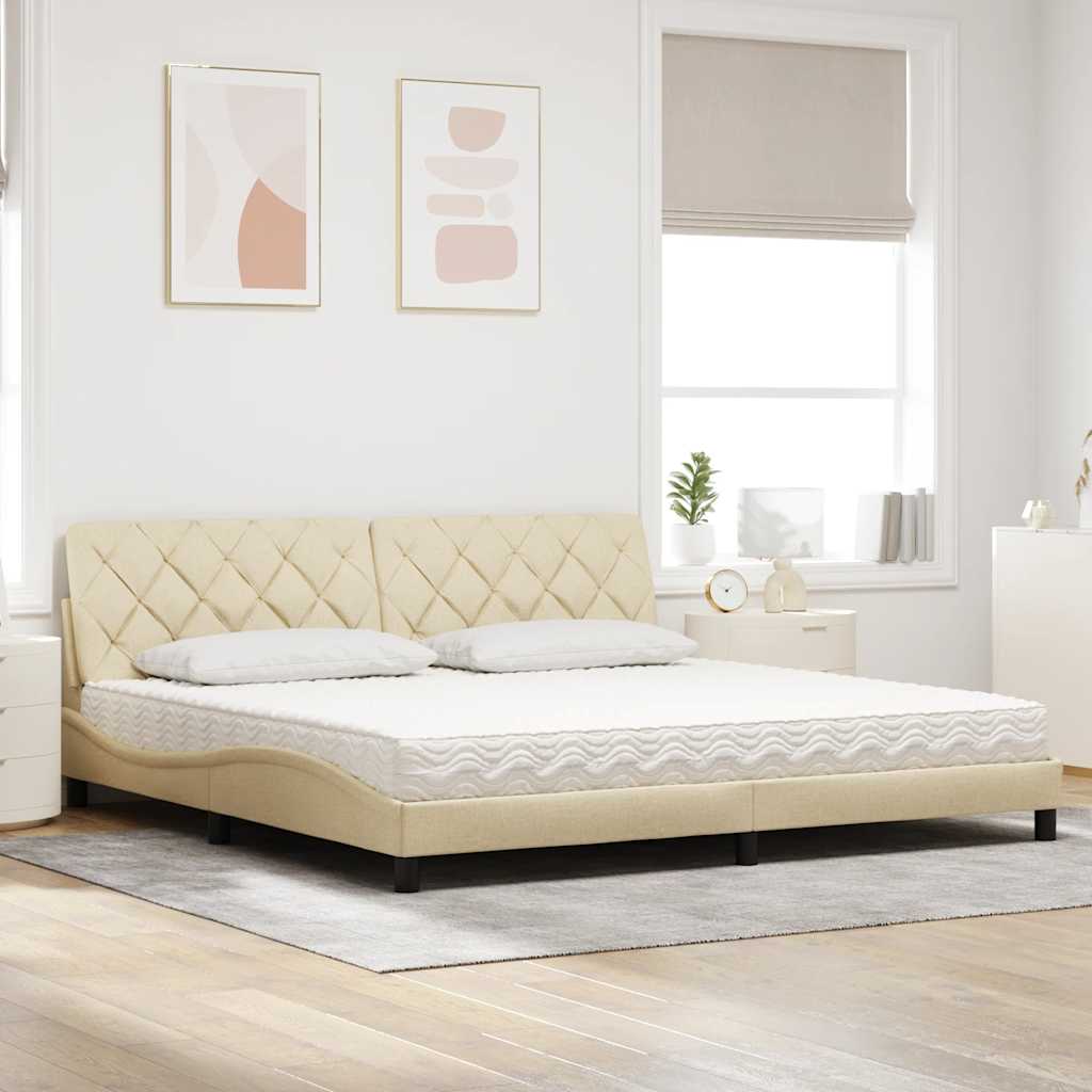 Lit avec matelas crème 200x200 cm tissu