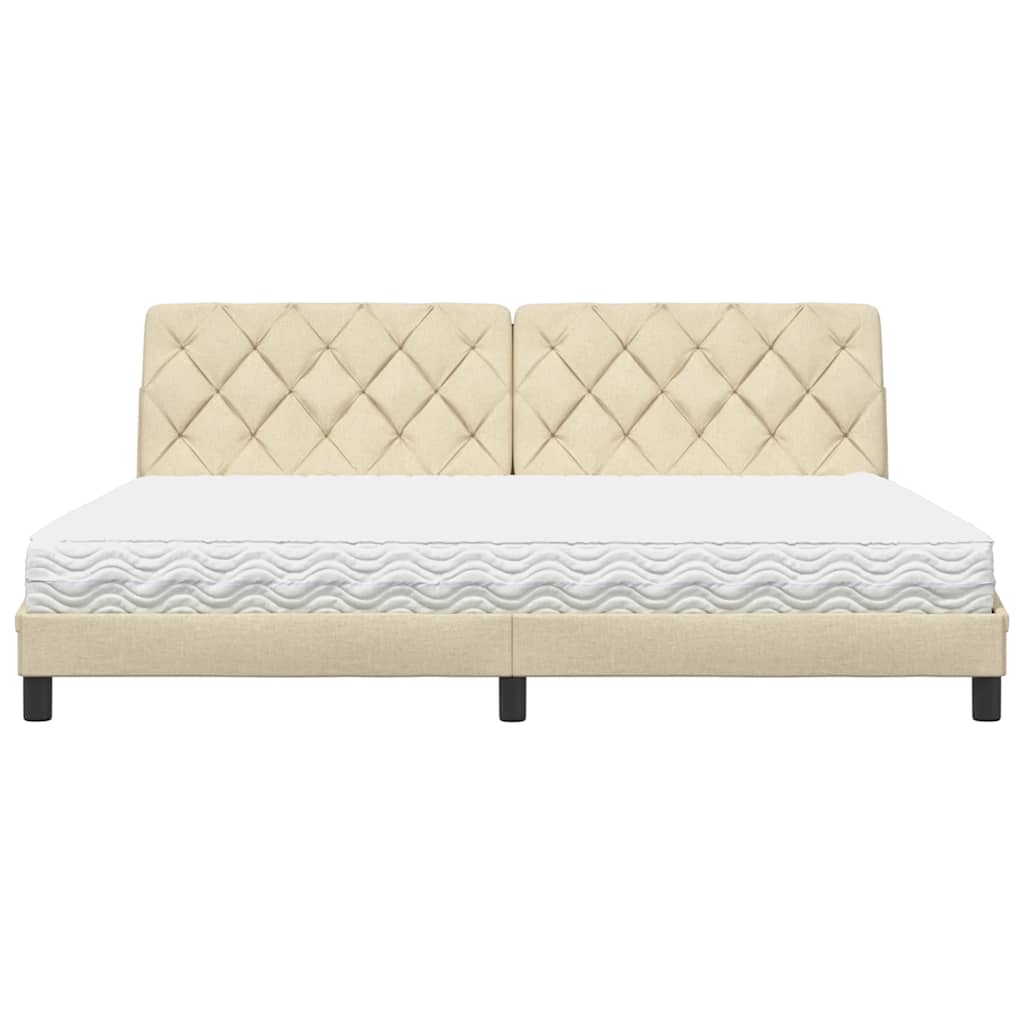 Lit avec matelas crème 200x200 cm tissu