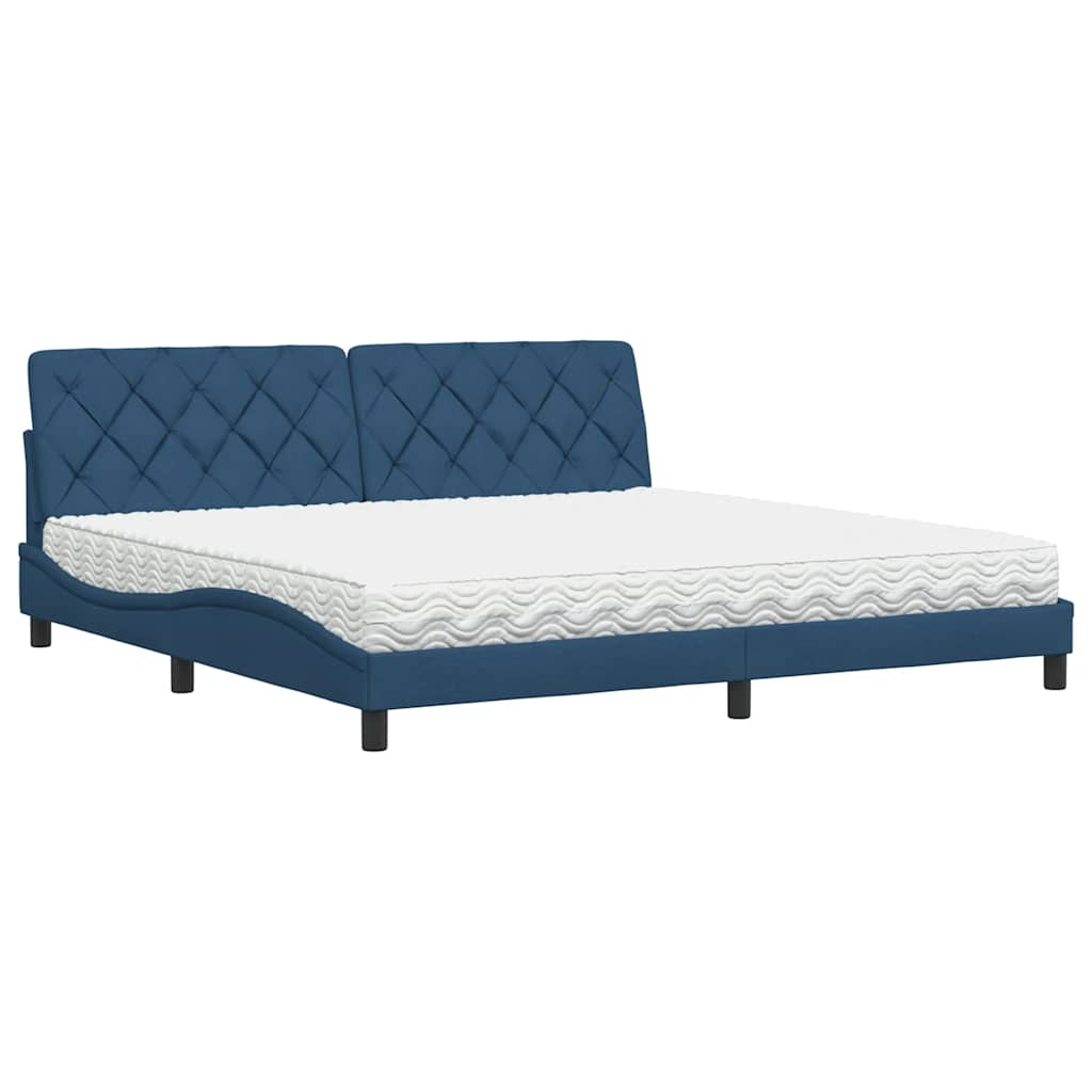 Lit avec matelas bleu 200x200 cm tissu - XIOS