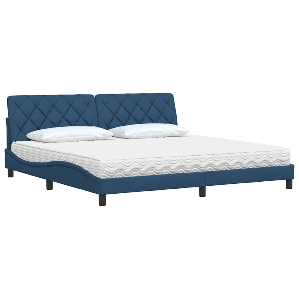Lit avec matelas bleu 200x200 cm tissu - XIOS