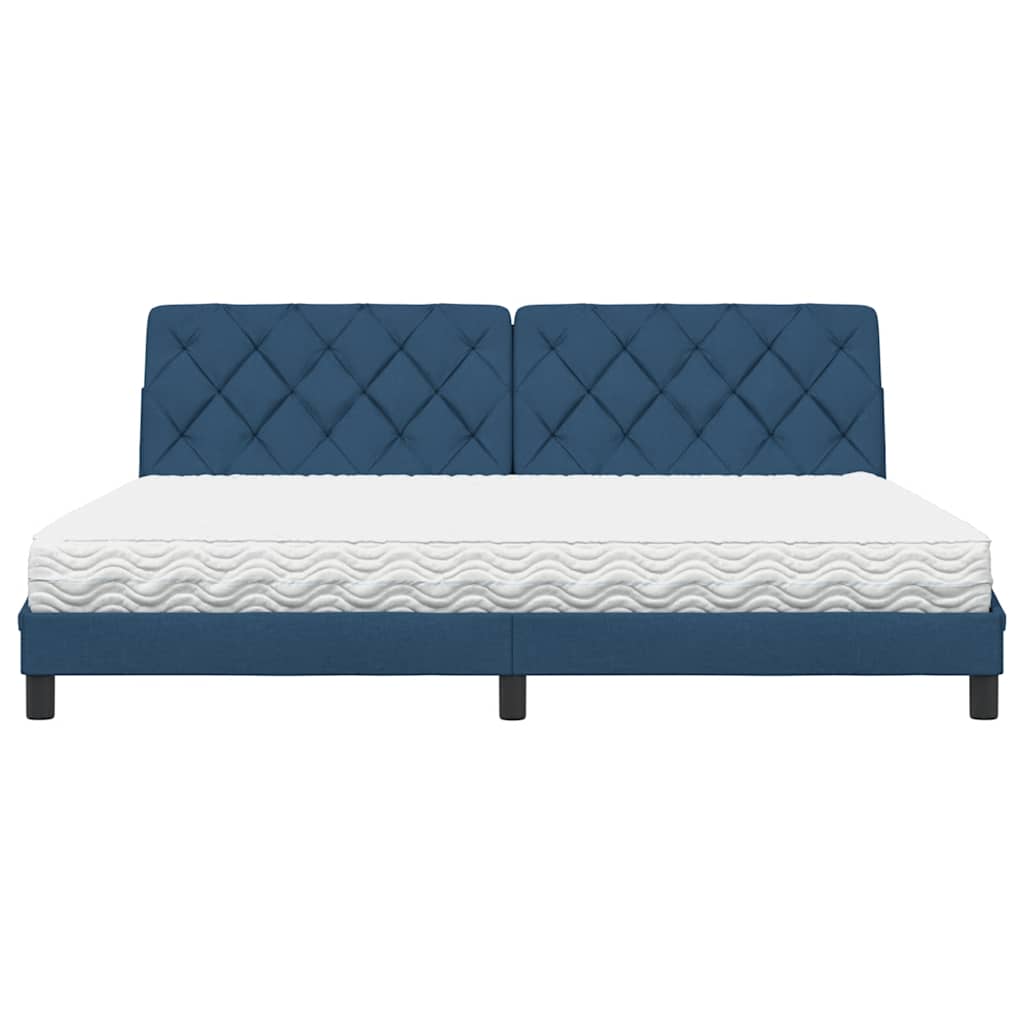 Lit avec matelas bleu 200x200 cm tissu - XIOS