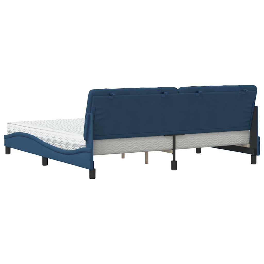 Lit avec matelas bleu 200x200 cm tissu - XIOS