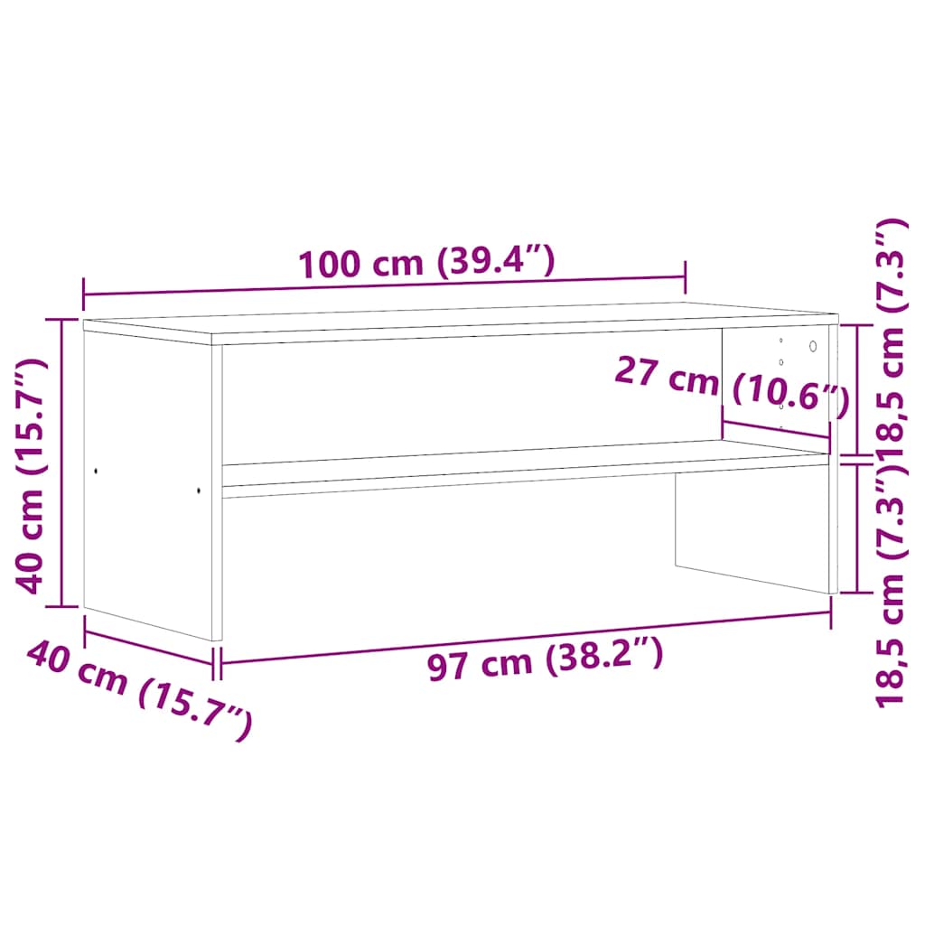 Meuble TV vieux bois 100x40x40 cm bois d'ingénierie - XIOS
