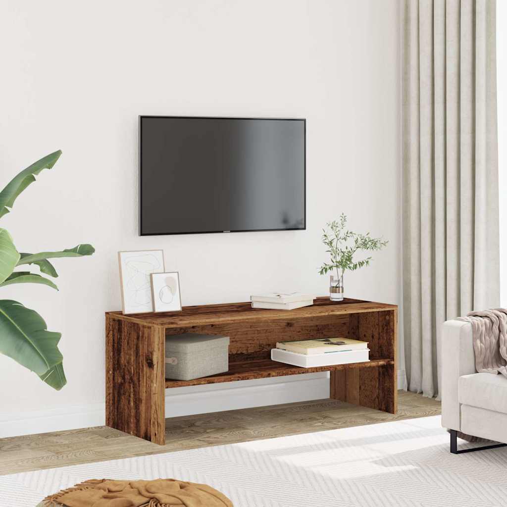 Meuble TV vieux bois 100x40x40 cm bois d'ingénierie - XIOS