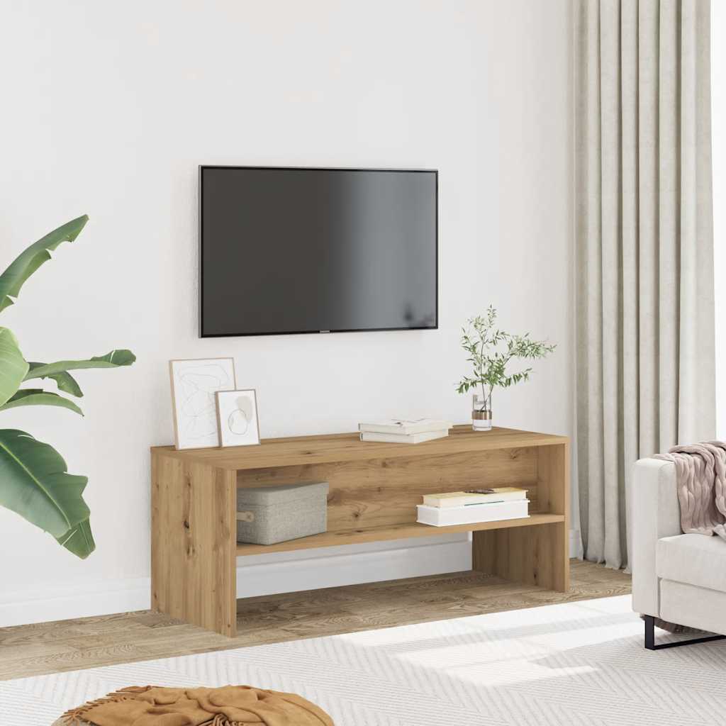Meuble TV chêne artisanal 100x40x40 cm bois d'ingénierie - XIOS
