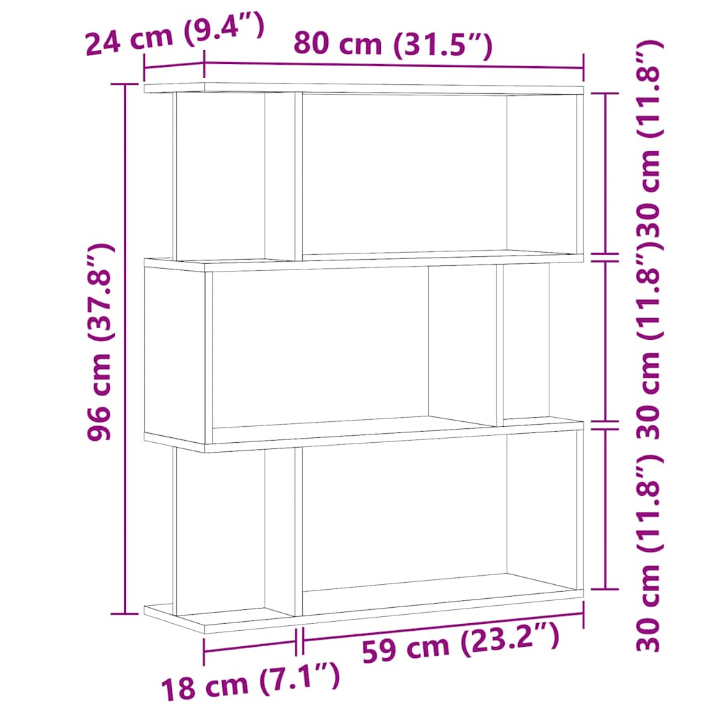 Bibliothèque chêne artisanal 80x24x96 cm bois d'ingénierie - XIOS