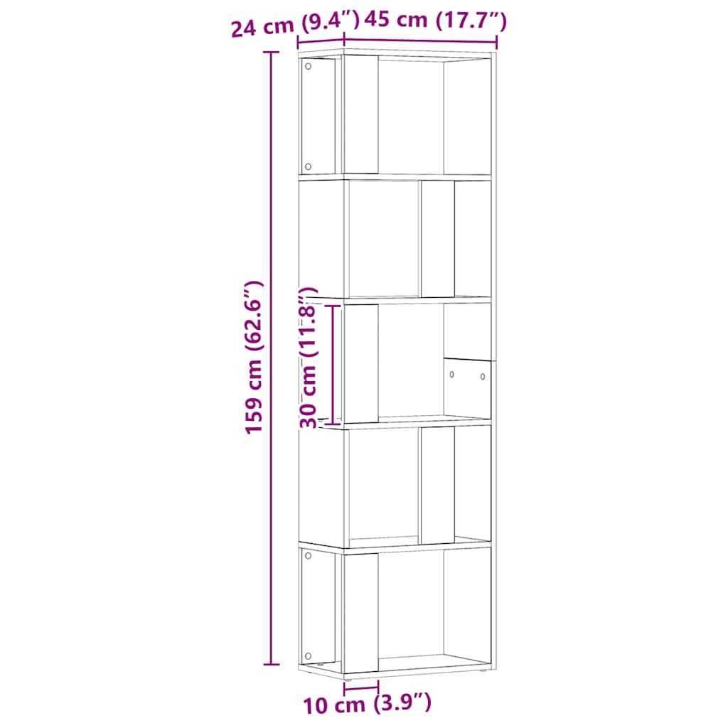 Bibliothèque chêne artisanal 45x24x159 cm bois d'ingénierie - XIOS