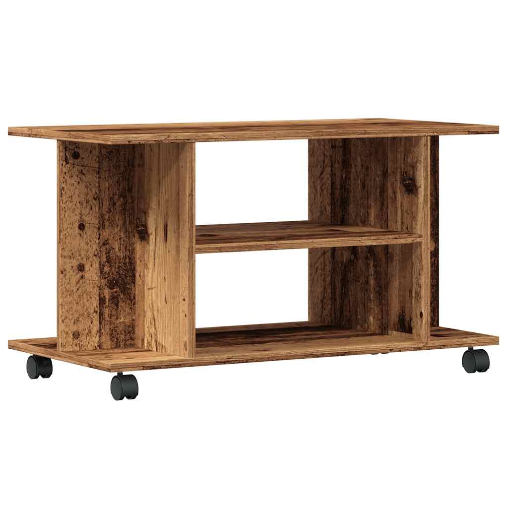 Meuble TV avec roulettes vieux bois 80x40x45 cm bois ingénierie - XIOS