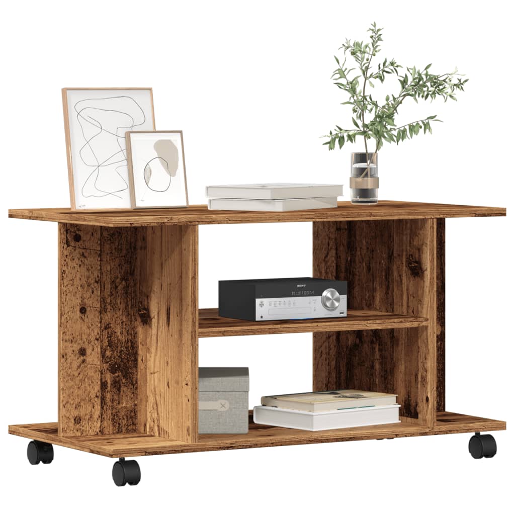 Meuble TV avec roulettes vieux bois 80x40x45 cm bois ingénierie - XIOS