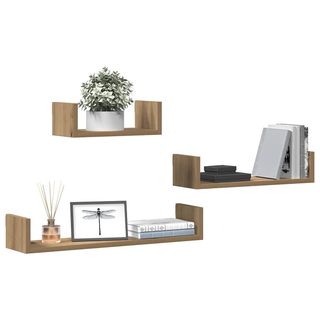 Étagères murales 3 pcs chêne artisanal bois d'ingénierie - XIOS