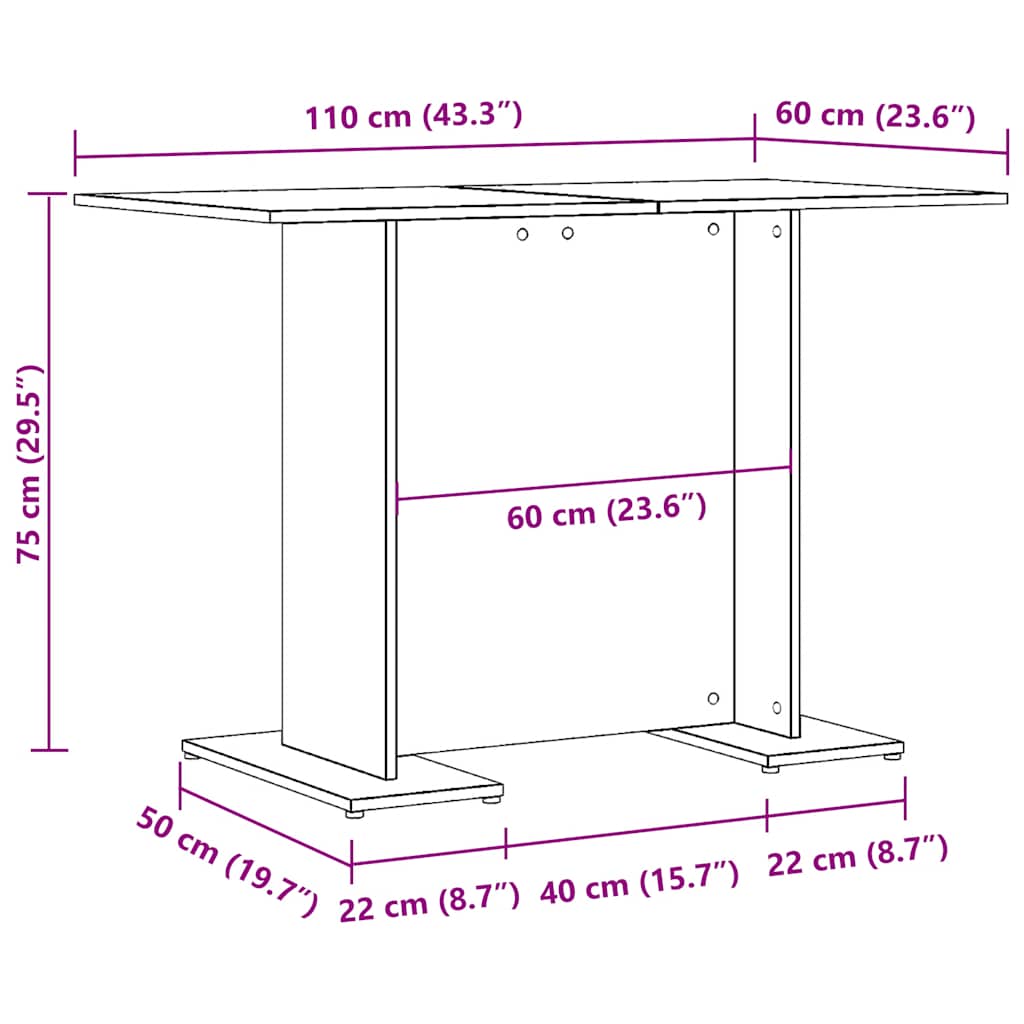 Table à manger chêne artisanal 110 x 60 x 75 cm bois ingénierie - XIOS