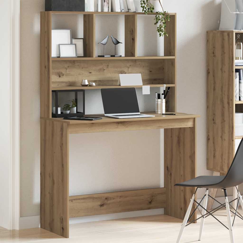 Bureau avec étagères chêne artisanal Bois d'ingénierie - XIOS