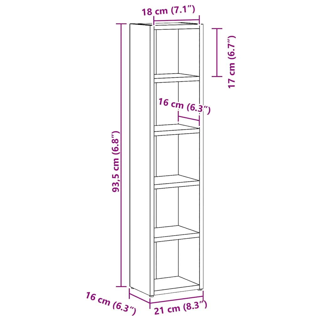 Armoires à CD 2 pcs chêne artisanal 21x16x93,5 cm - XIOS