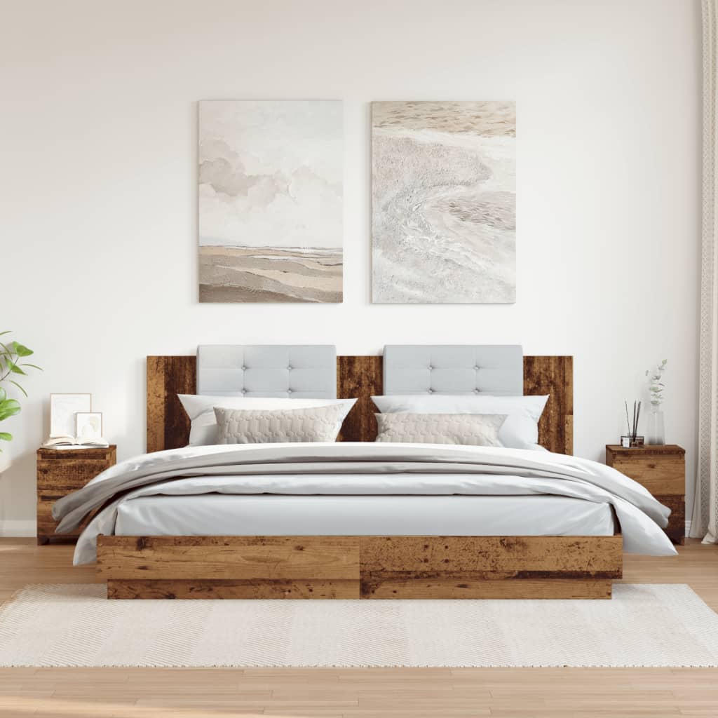 Tables de chevet 2 pcs vieux bois 30x30x40 cm bois d'ingénierie - XIOS