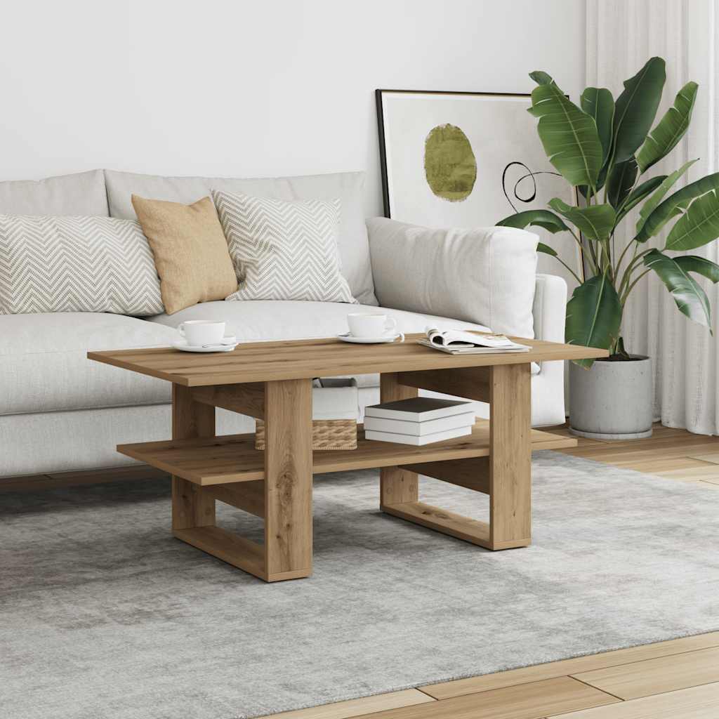 Table basse chêne artisanal 102x55x42 cm bois d'ingénierie - XIOS