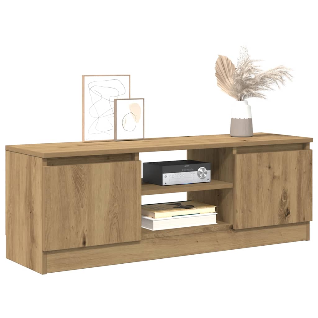Meuble TV chêne artisanal 102x30x36 cm bois d'ingénierie - XIOS
