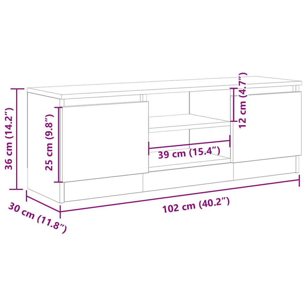 Meuble TV chêne artisanal 102x30x36 cm bois d'ingénierie - XIOS
