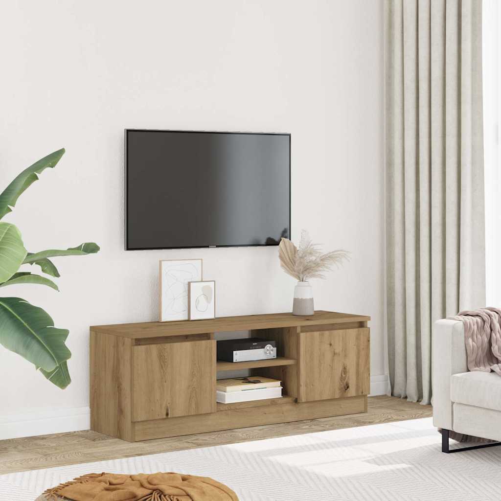 Meuble TV chêne artisanal 102x30x36 cm bois d'ingénierie - XIOS