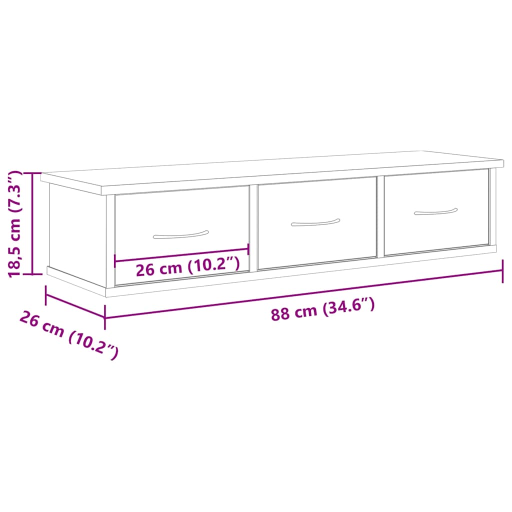 Armoire murale chêne artisanal 88x26x18,5 cm bois d'ingénierie - XIOS