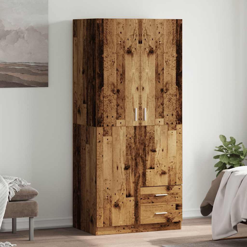 Garde-robe vieux bois 80x52x180 cm bois d'ingénierie - XIOS