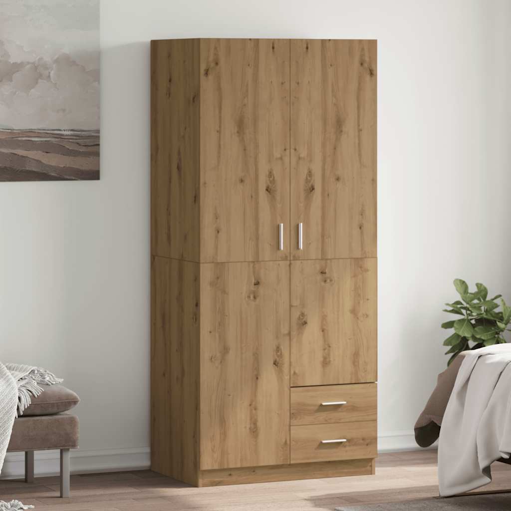 Garde-robe chêne artisanal 80x52x180 cm bois d'ingénierie - XIOS
