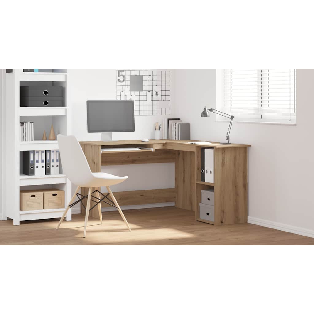Bureau d'angle chêne artisanal 120x140x75 cm bois d'ingénierie - XIOS