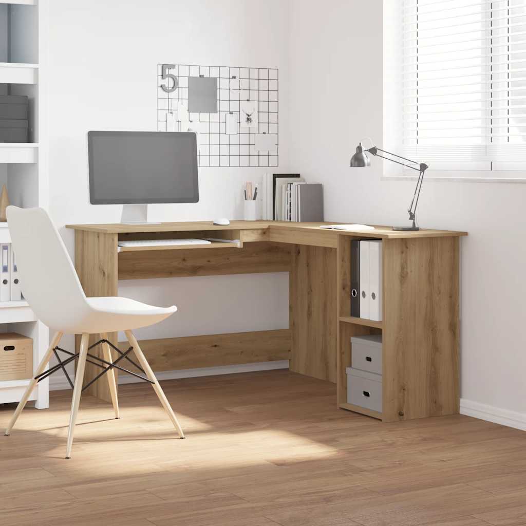 Bureau d'angle chêne artisanal 120x140x75 cm bois d'ingénierie - XIOS