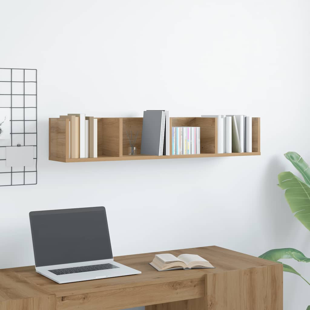 Étagère murale à CD chêne artisanal 100x18x18cm bois ingénierie - XIOS