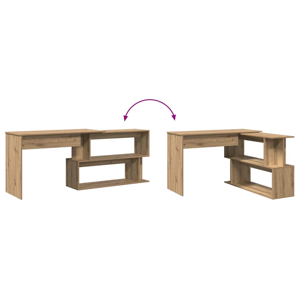 Bureau d'angle chêne artisanal 200,5x50x76 cm bois d'ingénierie - XIOS