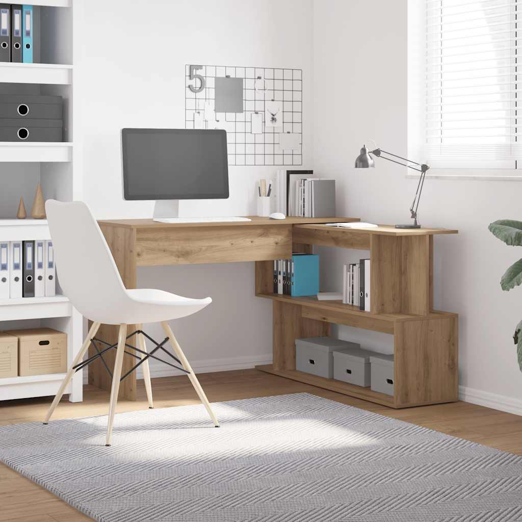 Bureau d'angle chêne artisanal 200,5x50x76 cm bois d'ingénierie - XIOS