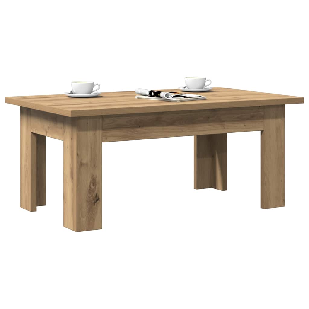 Table basse chêne artisanal 100x60x42 cm bois d'ingénierie - XIOS
