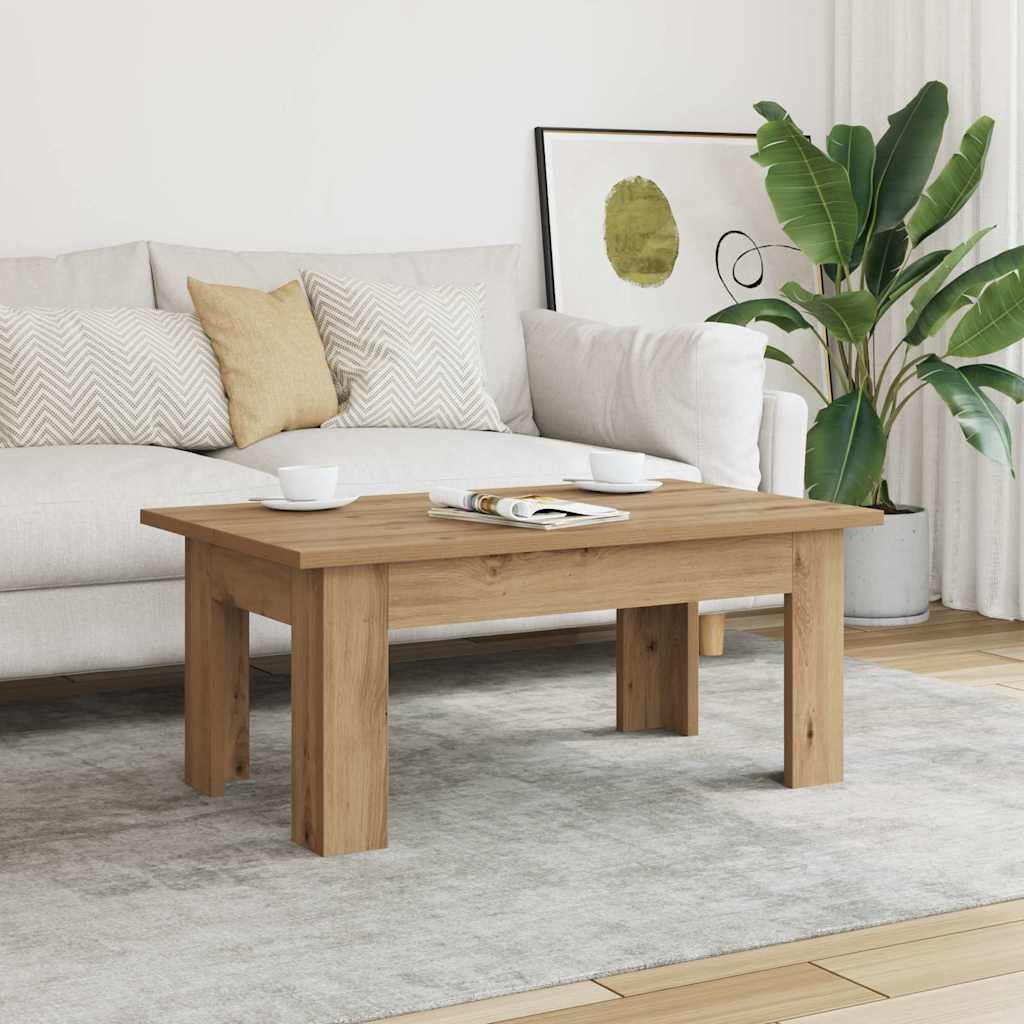 Table basse chêne artisanal 100x60x42 cm bois d'ingénierie - XIOS
