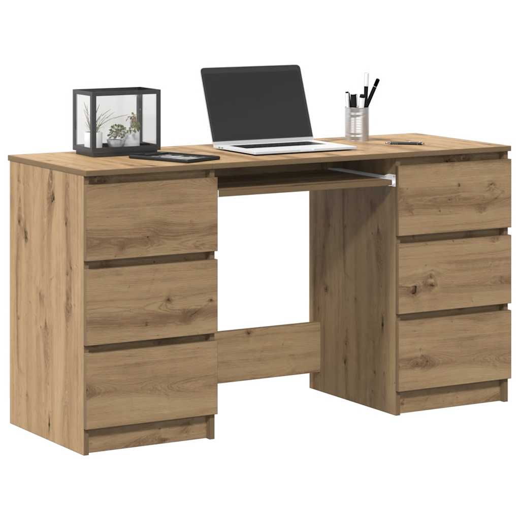 Bureau chêne artisanal 140x50x77 cm bois d'ingénierie - XIOS