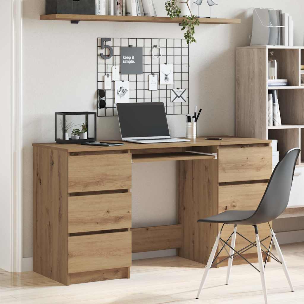 Bureau chêne artisanal 140x50x77 cm bois d'ingénierie - XIOS