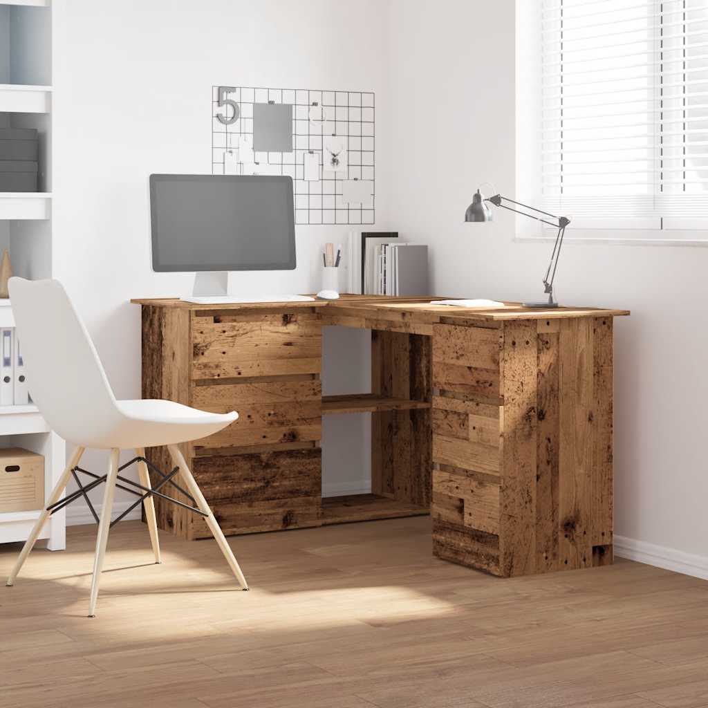 Bureau d'angle vieux bois 145x100x76 cm bois d'ingénierie - XIOS