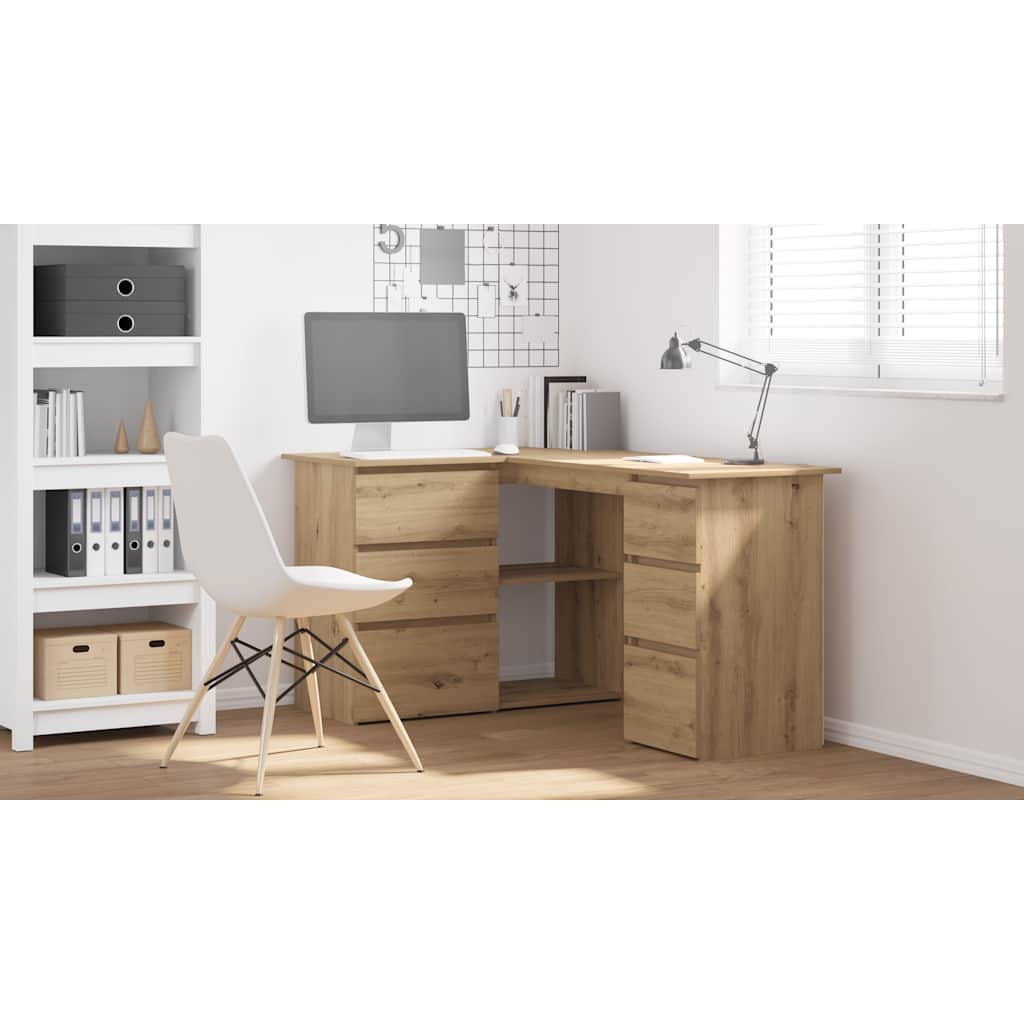 Bureau d'angle chêne artisanal 145x100x76 cm bois d'ingénierie - XIOS