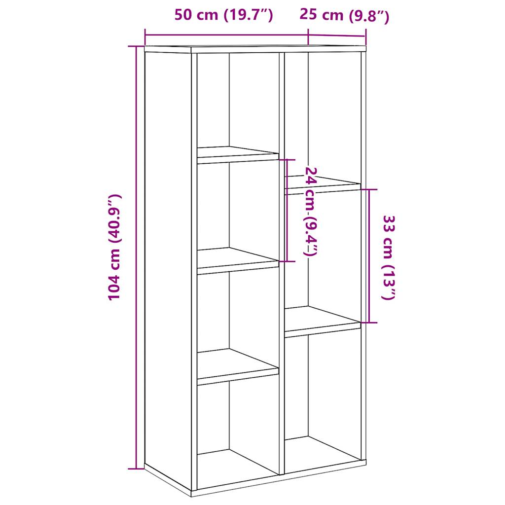 Bibliothèque vieux bois 50x25x104 cm - XIOS