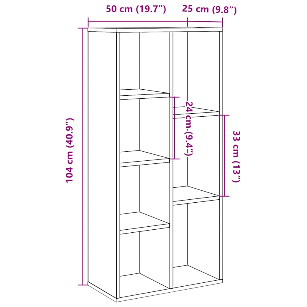 Bibliothèque chêne artisanal 50x25x104 cm