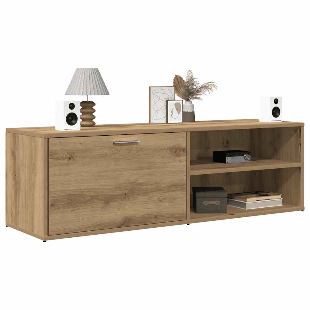 Meuble TV chêne artisanal 120x34x37 cm bois d'ingénierie - XIOS