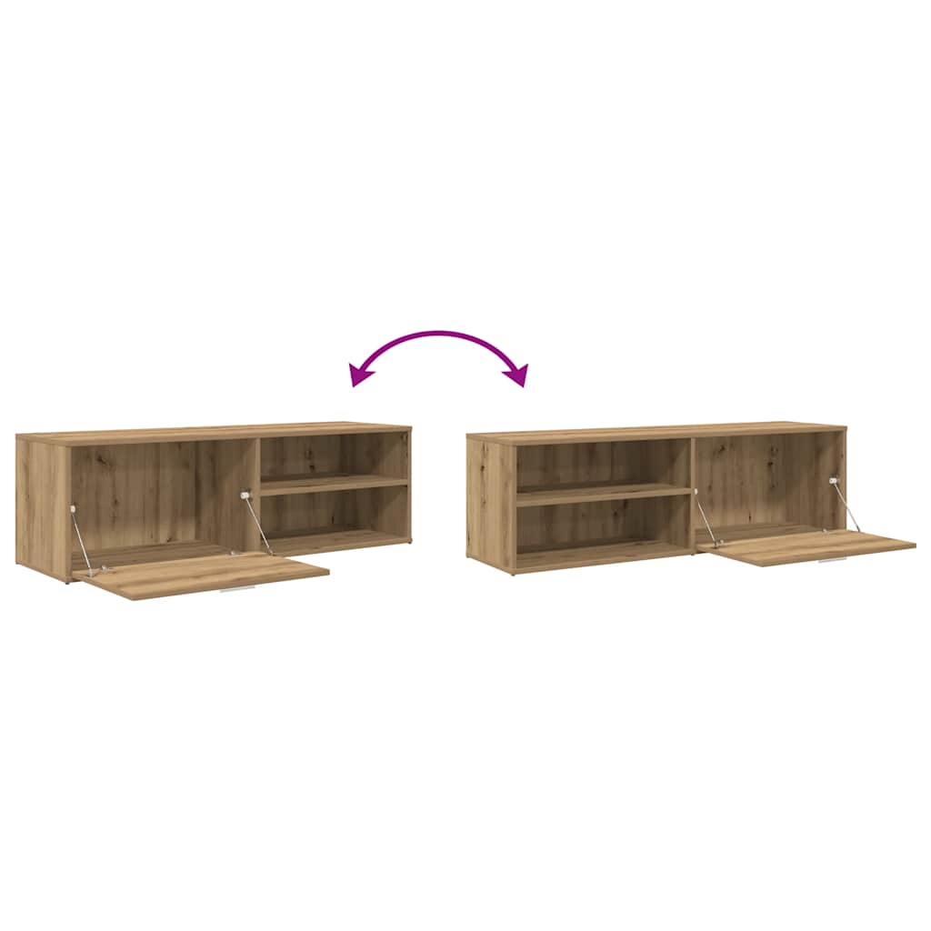 Meuble TV chêne artisanal 120x34x37 cm bois d'ingénierie - XIOS