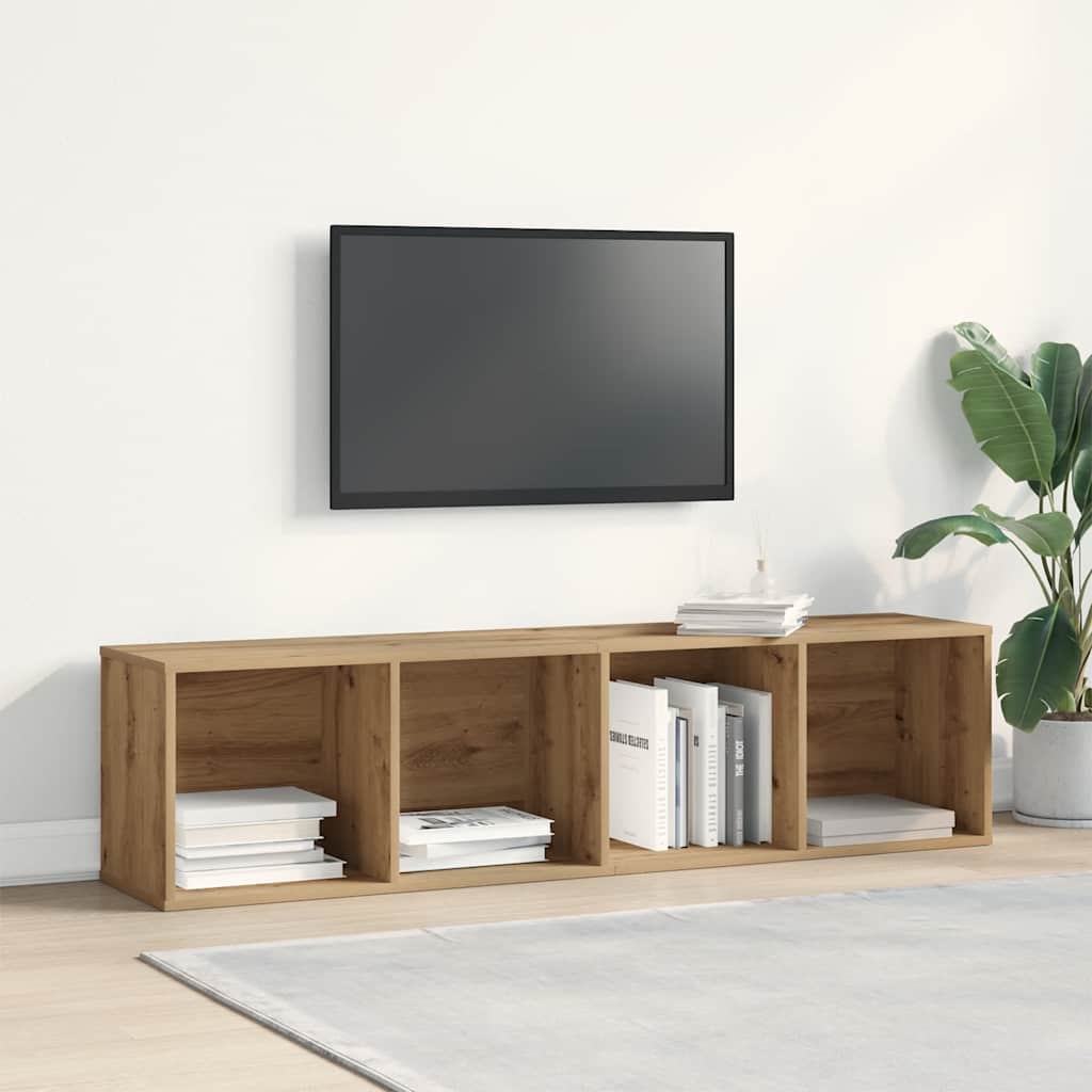 Meuble TV chêne artisanal 120x34x37 cm bois d'ingénierie - XIOS
