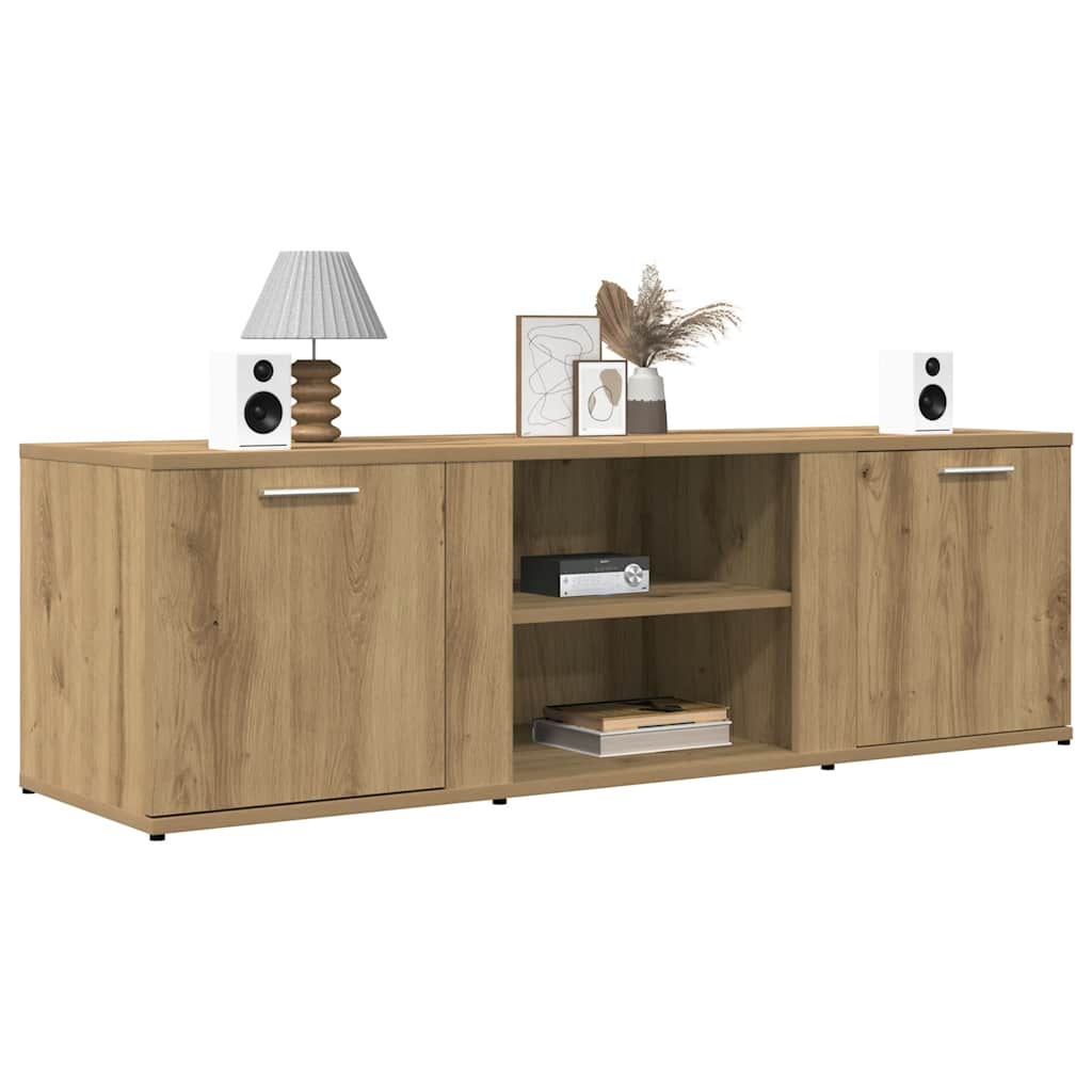 Meuble TV chêne artisanal 120x34x37 cm bois d'ingénierie - XIOS