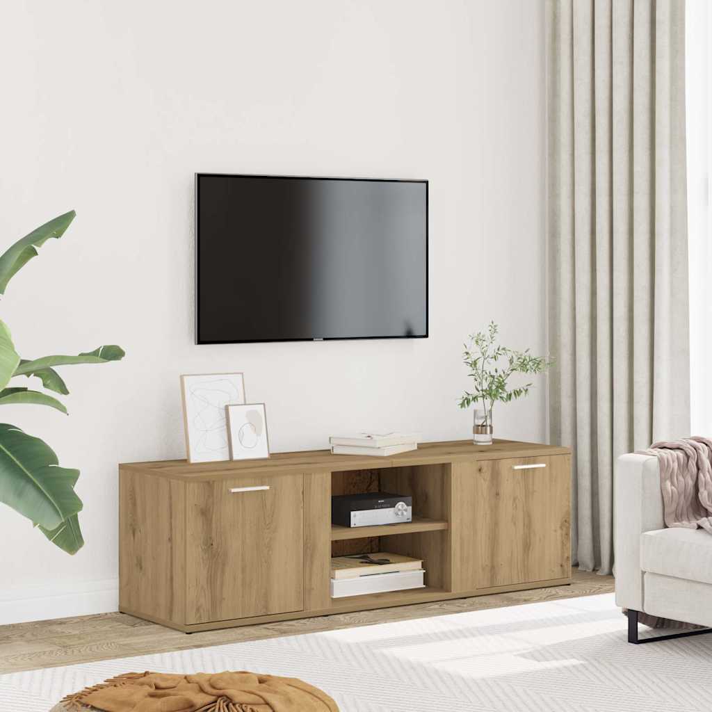Meuble TV chêne artisanal 120x34x37 cm bois d'ingénierie - XIOS