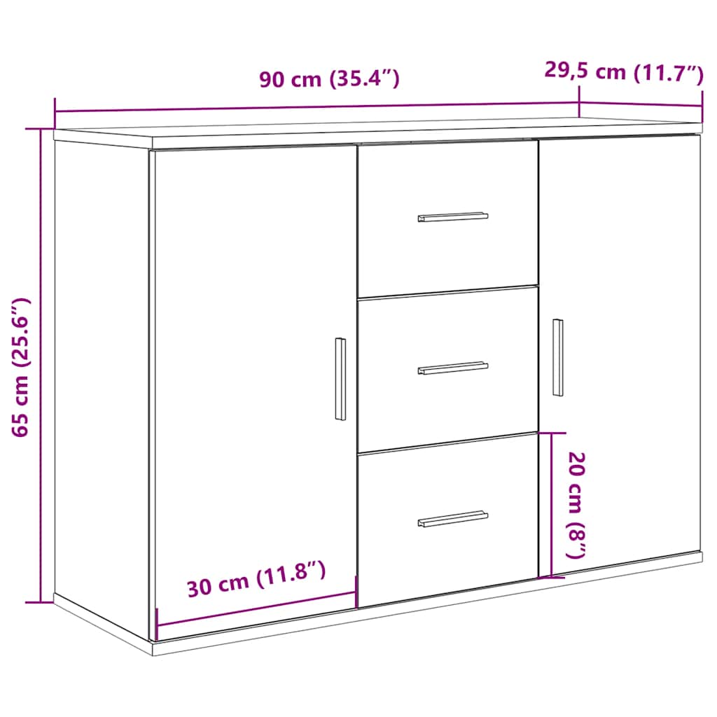 Buffet chêne artisanal 90x29,5x65 cm bois d'ingénierie - XIOS